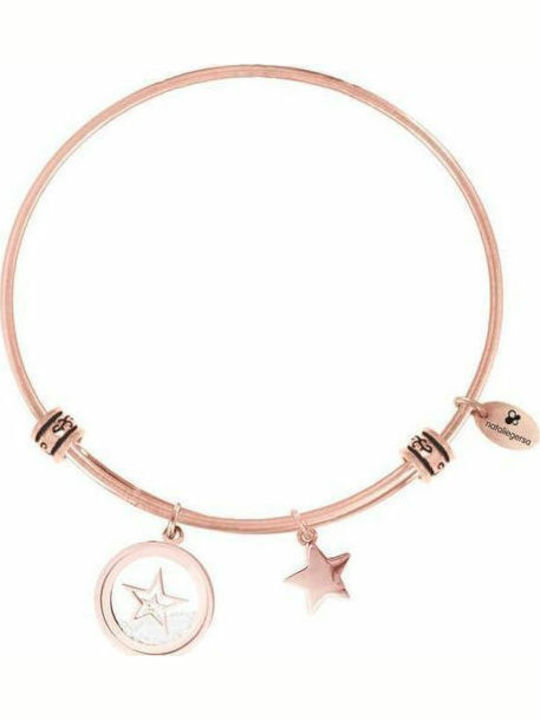 Natalie Gersa Stars Women's Bracelet Handcuffs from Stainless Steel Gold Plated with Zircon 21cm