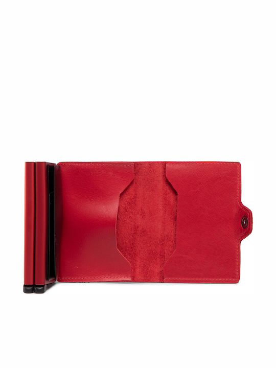 Twinwallet Original Кожен Мъжки Портфейл За Карти С RFID И Със Слайд Механизъм Червен