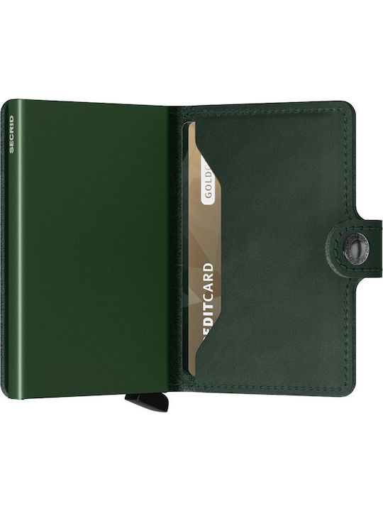 Miniwallet Matte Leather Men's Wallet Cards with RFID and Slide Mechanism Khaki