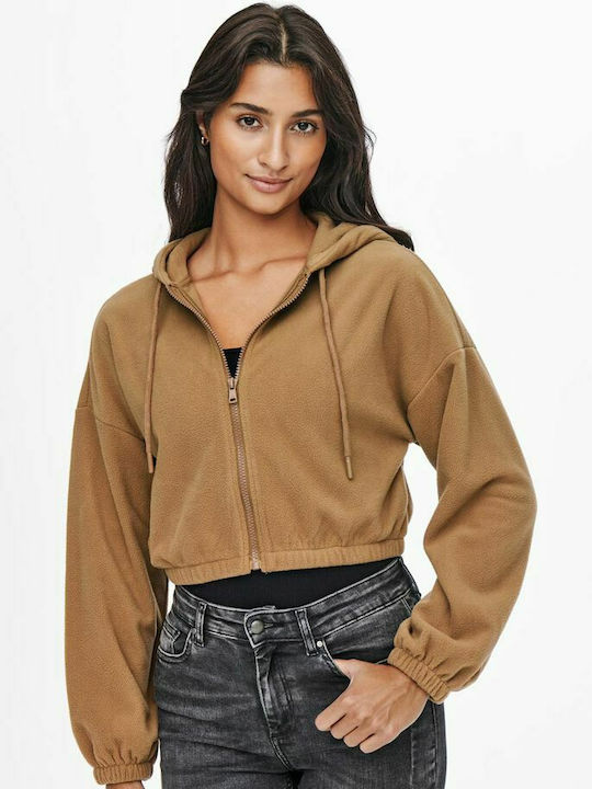 Short Women's Cardigan with Zipper Rust