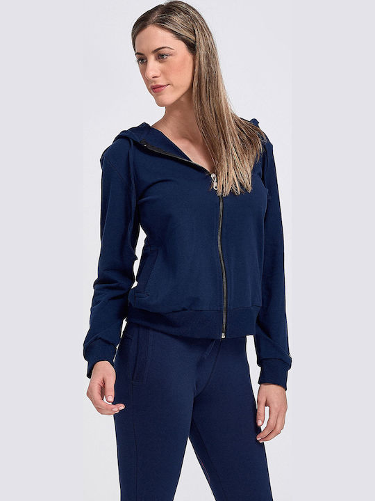 Women's Sweatshirt Jacket Hooded Navy Blue