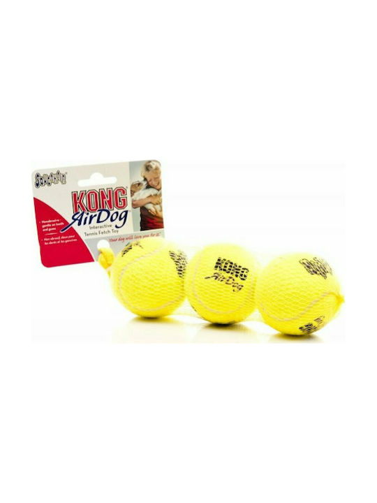 Kong Squeakair Tennis Ball Dog Toy Rubber With Sound Medium 6cm Yellow 3pcs