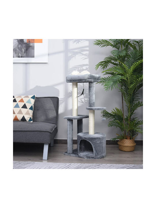 Pawhut Scratching Post Cat Trees Gray 3 levels 48x35x100cm
