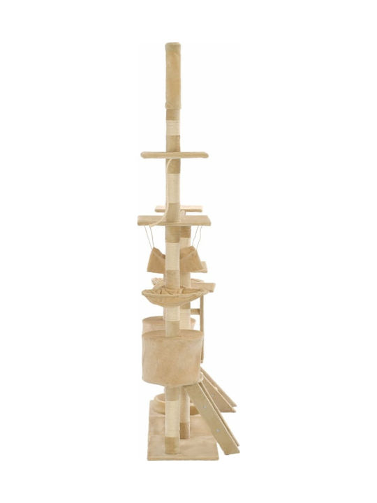 vidaXL Scratching Post Cat Trees Beige Ceiling 5 levels 147x35x250cm