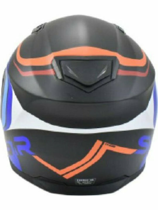 STR R1 Icon Black/Blue Checkmate Motorcycle Helmet Full Face ECE 22.05 with Sunvisor 693-30-3520000