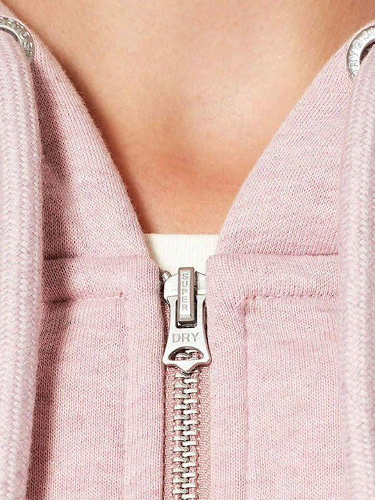 VINTAGE LOGO Long Women's Sweatshirt Jacket Hooded Soft Pink Marl