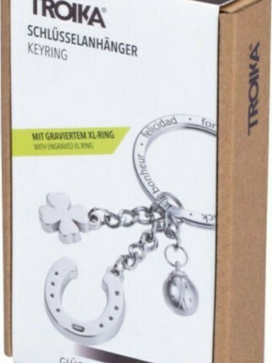 Troika Keychain Charm Glucksbringer Metallic Silver