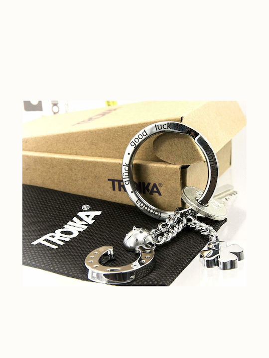 Troika Keychain Charm Glucksbringer Metallic Silver