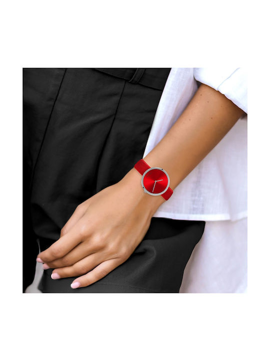 Jacques Lemans Design Collection Watch with Red Leather Strap