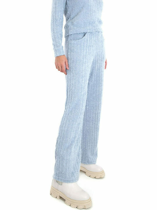 High Waist Sweatpants Flared Light Blue