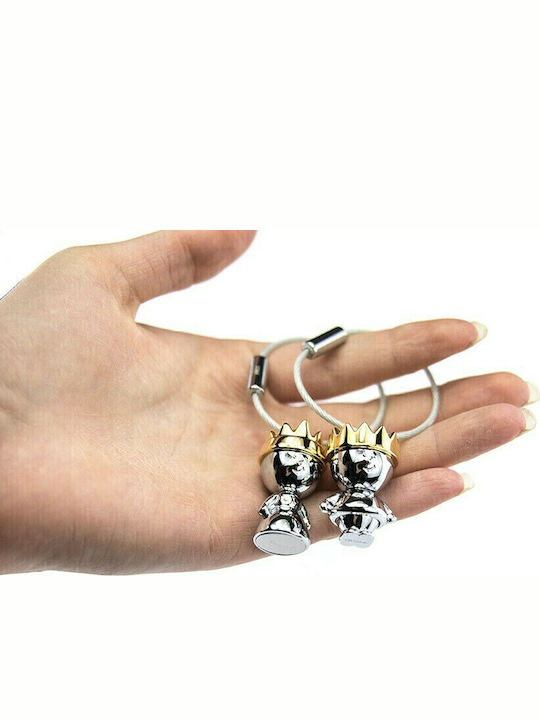 Troika Set Keychain Little King + Queen Metallic Silver 2pcs