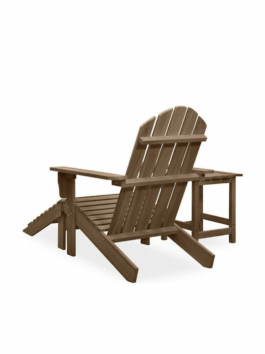 Deckchair Wooden Adirondack Brown with Table 2pcs 147.5x69.5x89.5cm.