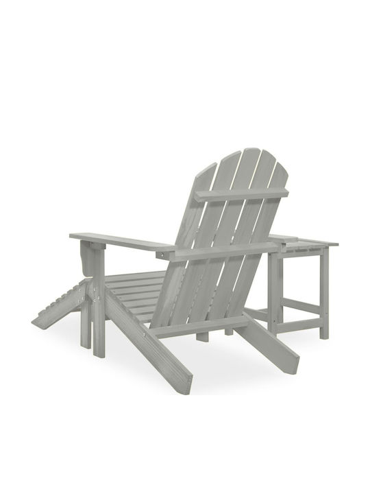 Deckchair Wooden Adirondack Gray with Table 2pcs 147.5x69.5x89.5cm.