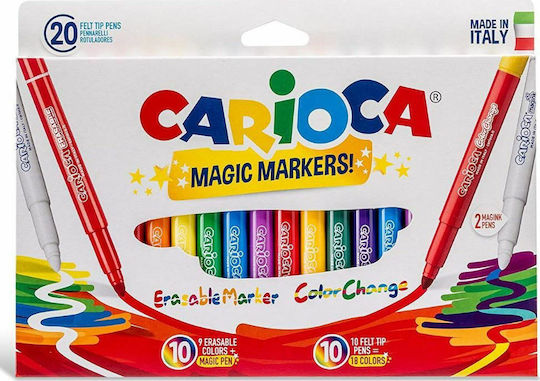 Carioca Magic Markers Μαρκαδόροι Ζωγραφικής 6mm Χονδροί, Μαγικοί Σετ 20 χρώματα