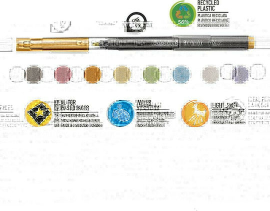 Carioca Metallic Fine Tip Μαρκαδόροι Ζωγραφικής Λεπτοί Σετ 8 χρώματα