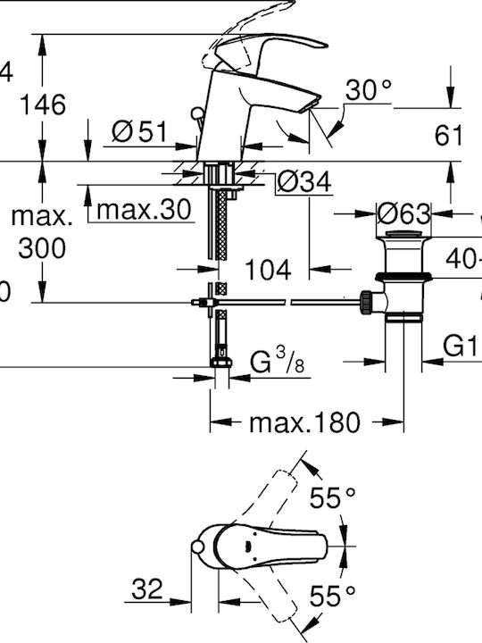 Grohe Eurosmart New Mixing Sink Faucet Silver