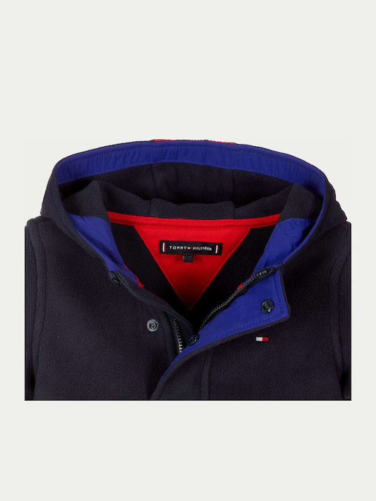 Fleece Επένδυση Παιδικό Φούτερ με Κουκούλα Navy Μπλε