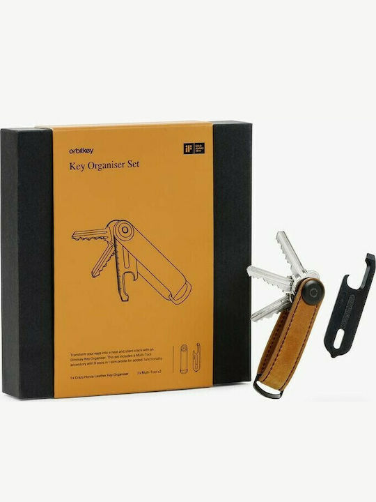 Orbitkey Μπρελόκ Organiser Crazy Horse Δερμάτινο Καφέ