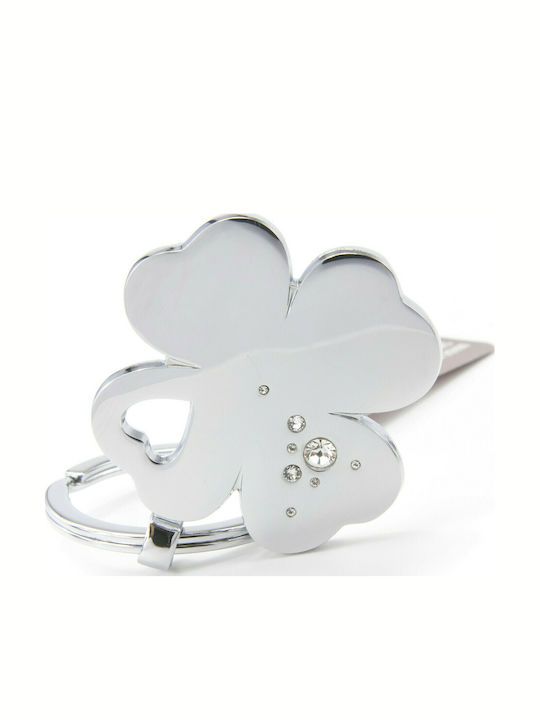 Troika Metallic Silver Wallet Keychain Kleeblatt
