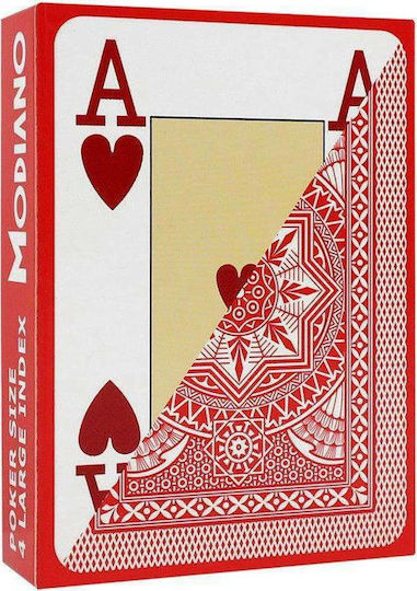 Modiano Poker 4 Jumbo Playing Cards Plastic for Poker Red