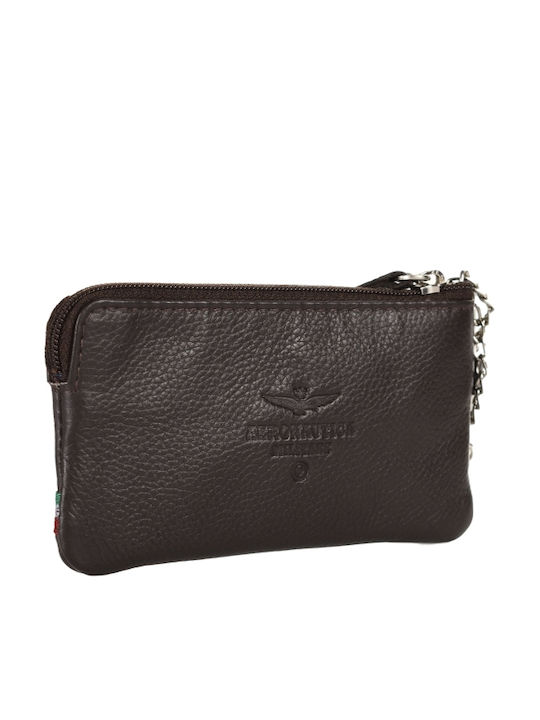 Aeronautica Militare Leather Key Holder Brown