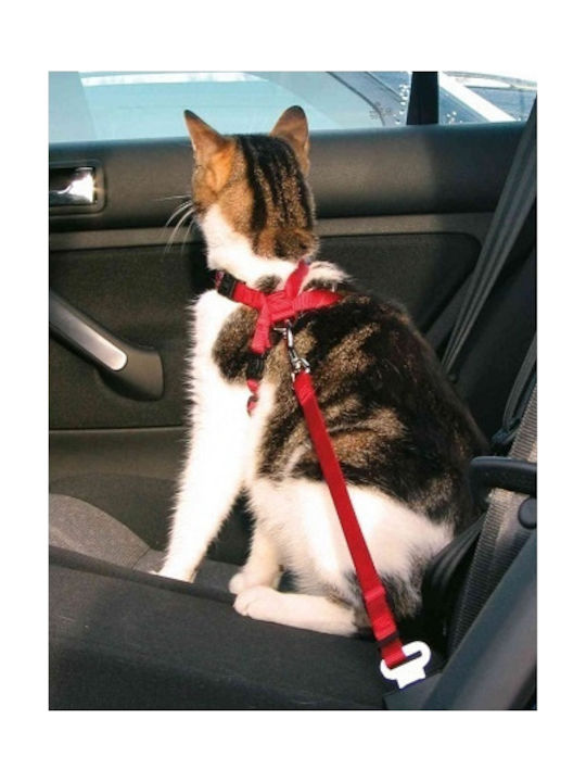Trixie Cat Harness with Guide Ζώνη Ασφαλείας Κόκκινο 20-50cm Red 15mm x