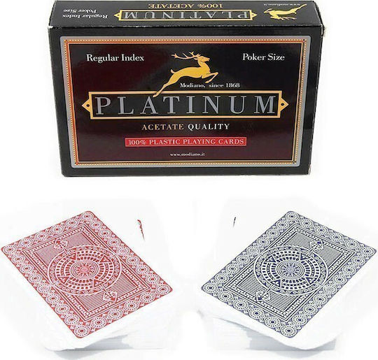 Modiano Platinum Acetate Poker 2 Regular Σετ Τράπουλα 2τμχ Πλαστική για Poker Κόκκινη/Μπλε