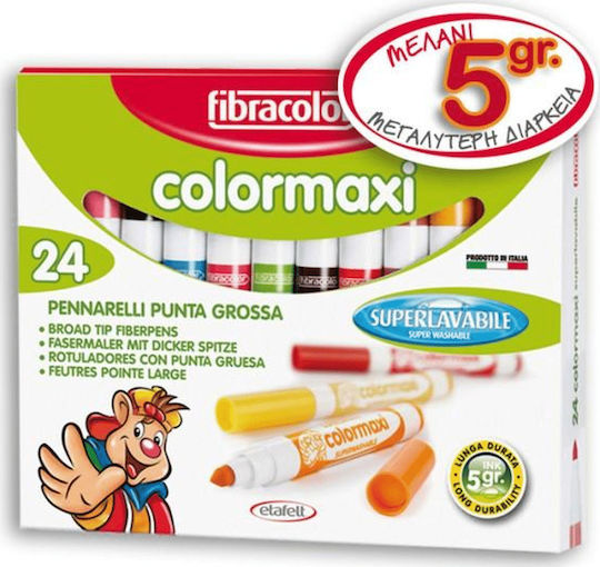 Fibracolor Colormaxi Washable Drawing Markers 6mm Thick Set 24pcs