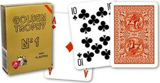 Modiano Poker Golden Trophy Τράπουλα Πλαστική για Poker Κόκκινη