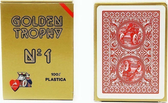 Modiano Poker Golden Trophy Τράπουλα Πλαστική για Poker Κόκκινη