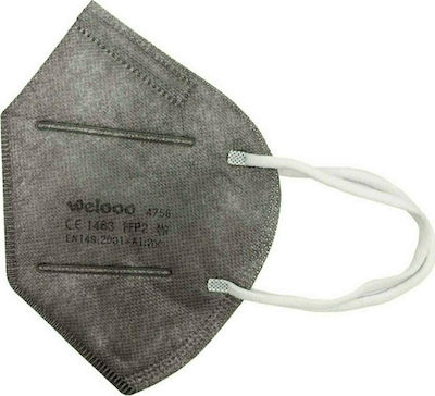 Welooo Disposable Protective Mask FFP2 NR BFE >98% Gray 1pcs