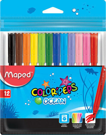 Maped Color'Peps Ocean Pulse Washable Drawing Markers 2mm Thin Set 12pcs