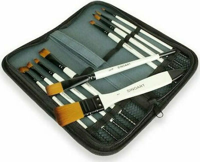 Skag Sinoart Plaque Paint Brush Set Σετ Πινέλων σε Μαύρη Υφασμάτινη Θήκη 10pcs