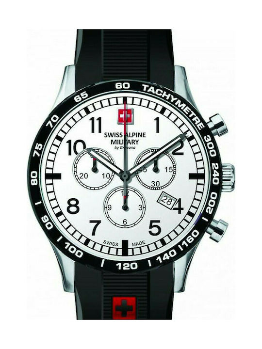 Swiss Alpine Military by Grovana Watch Chronograph Battery with Black Rubber Strap 1746.9832SAM