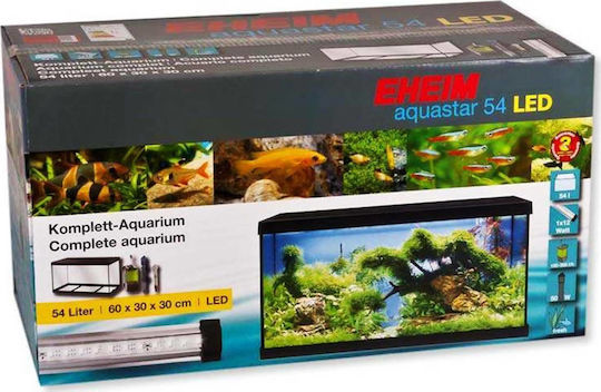 Eheim Aquastar 54 LED Fish Aquarium Capacity 54lt with Lighting, Heater, Filter and 60x30x30cm Black