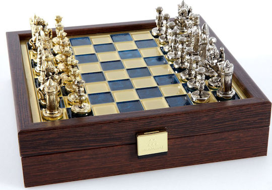 Manopoulos Byzantium Case Handmade Chess Metal with Pawns 20x20cm