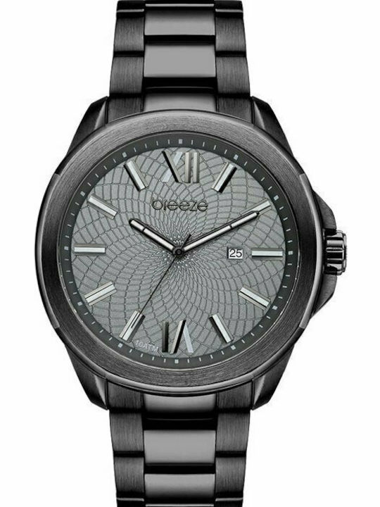 Breeze Ανδρικό Ρολόι 46mm Χρονογράφος Μπαταρίας με Μαύρο Μεταλλικό Μπρασελέ