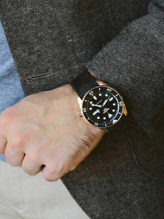 Seiko 5 Sports Ανδρικό Ρολόι 42.5mm Αυτόματο με Μαύρο Καουτσούκ Λουράκι