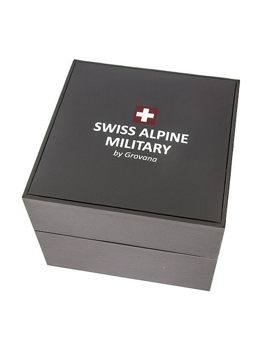 Swiss Alpine Military by Grovana Men's Watch 45mm Chronograph Battery with Silver Metal Bracelet