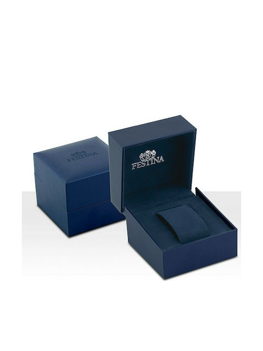 Festina Ανδρικό Ρολόι 40mm Μπαταρίας με Μπλε Δερμάτινο Λουράκι