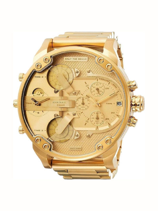 Diesel Mr Daddy 2.0 Men's Watch 57mm Chronograph Battery with Gold Metal Bracelet