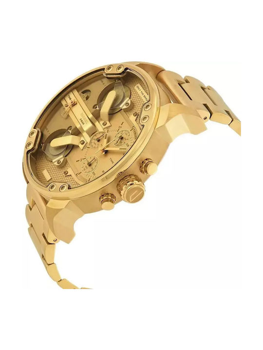 Diesel Mr Daddy 2.0 Men's Watch 57mm Chronograph Battery with Gold Metal Bracelet