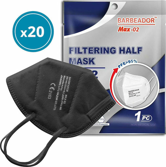 Max Barbeador Max-02 Filtering Half mask FFP2 Μαύρο 20τμχ