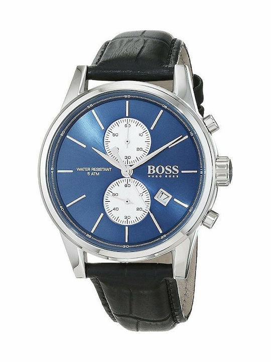 Boss Jet Men's Watch 42mm Chronograph Battery with Black Leather Strap