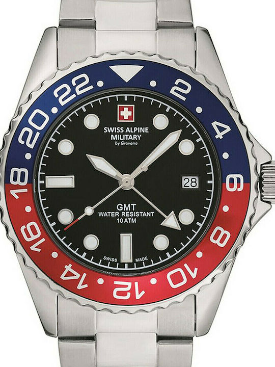 Swiss Alpine Military by Grovana Men's Watch 43mm Battery with Silver Metal Bracelet