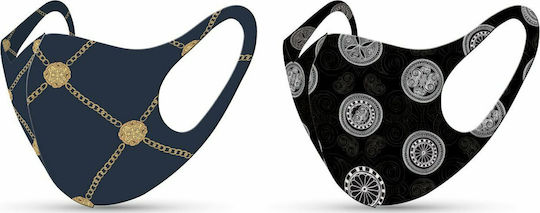 Tili Fashion Face Mask Ενηλίκων Μάσκα Προστασίας Υφασμάτινη Κύκλοι & Κόσμημα 648412 2τμχ