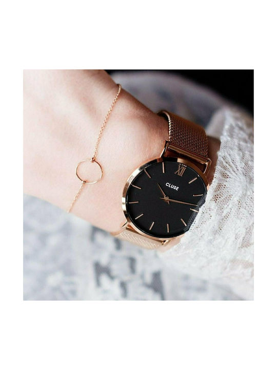 Cluse Minuit Uhr mit Rose Gold Metallarmband