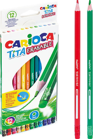 Carioca Tita Erasable Colored Pencil Set with Eraser Package of 1 packages