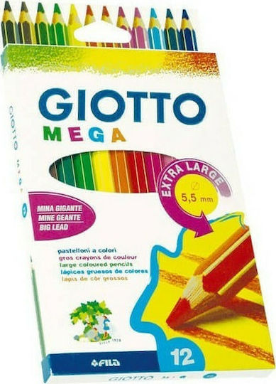Giotto Mega Extra Large Комплект цветни моливи с дебел връх 12бр Пакет от 1 опаковки