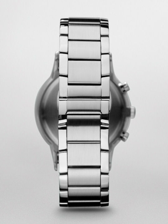 Emporio Armani Renato Men's Watch 43mm Chronograph Battery with Silver Metal Bracelet
